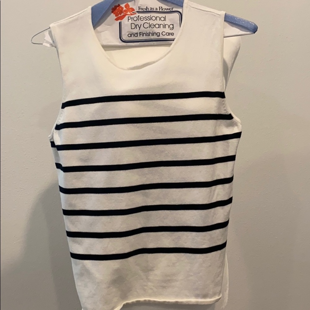 Black white striped sleeveless sweater